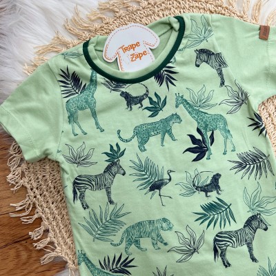 Conj. Camiseta Safari e Bermuda em Moletinho - Verde e Marinho
